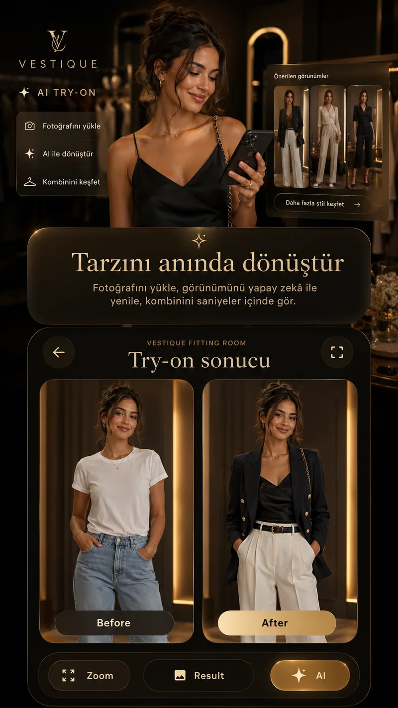Vestique AI Try-On uygulama ekranı